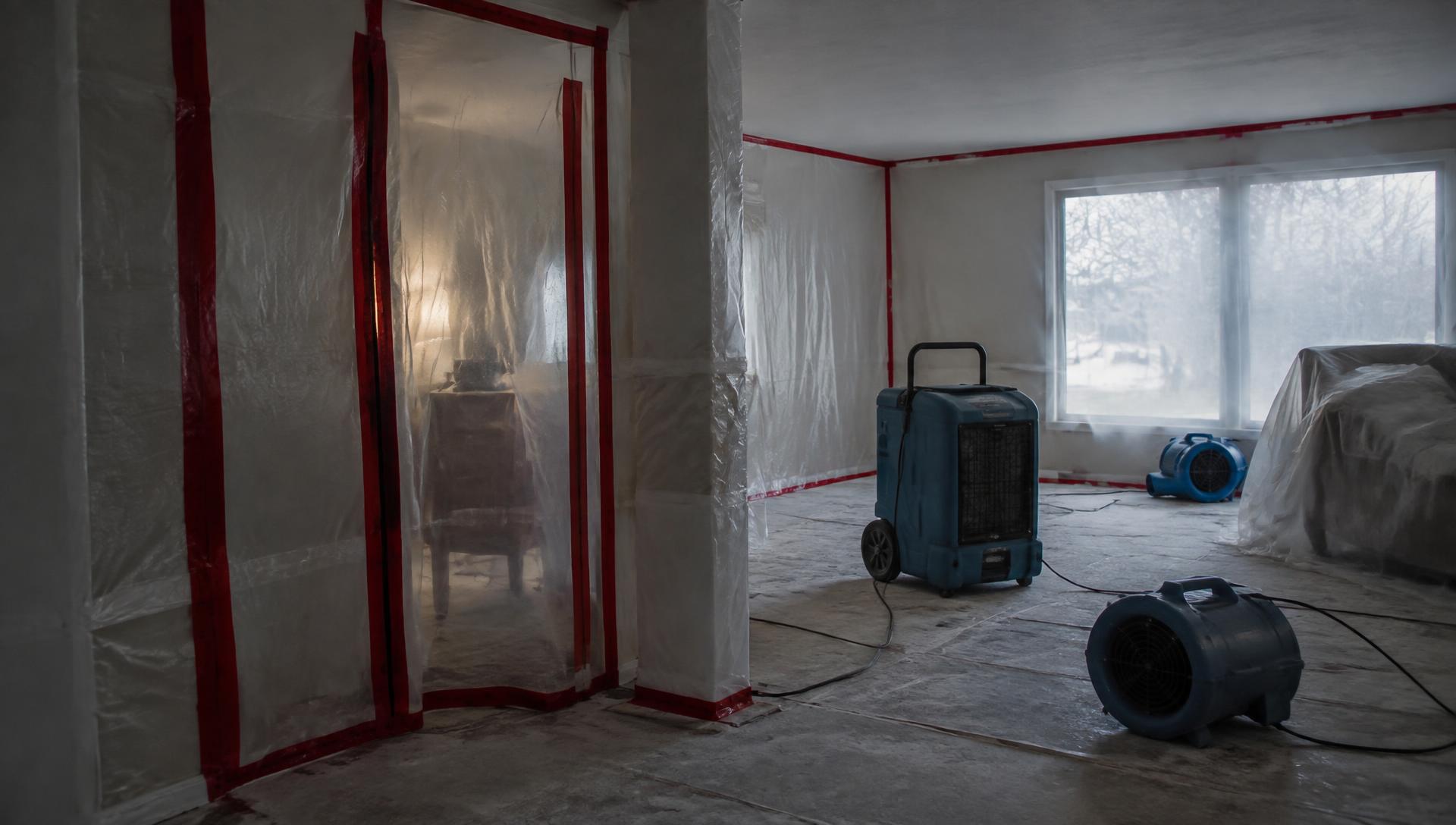 Mould remediation containment set up inside a Northern Rivers home